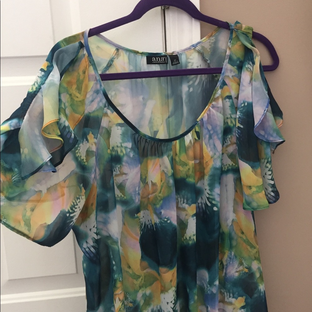 Ana flutter sleeve cold shoulder blouse